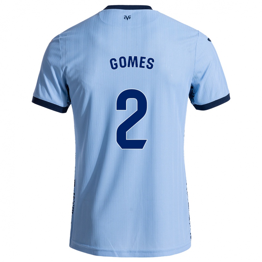 Gyermek Vique Gomes #2 Ég Kék Idegenbeli Jersey 2024/25 Mez Póló Ing