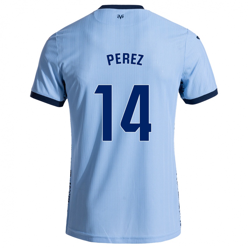 Gyermek Nerea Pérez #14 Ég Kék Idegenbeli Jersey 2024/25 Mez Póló Ing