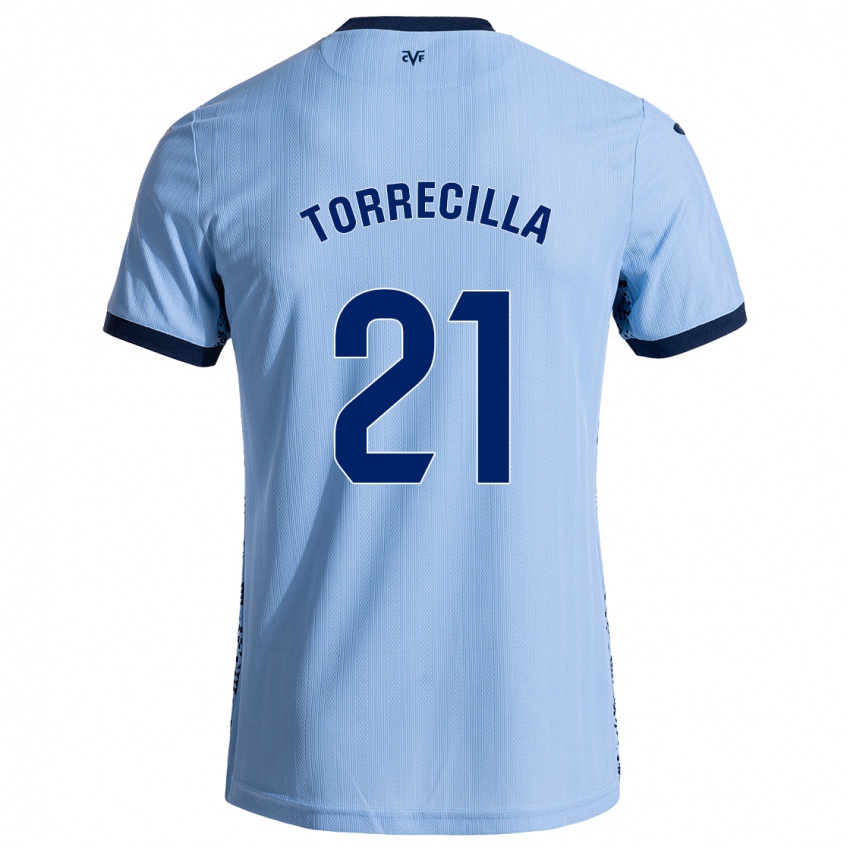 Gyermek Virginia Torrecilla #21 Ég Kék Idegenbeli Jersey 2024/25 Mez Póló Ing