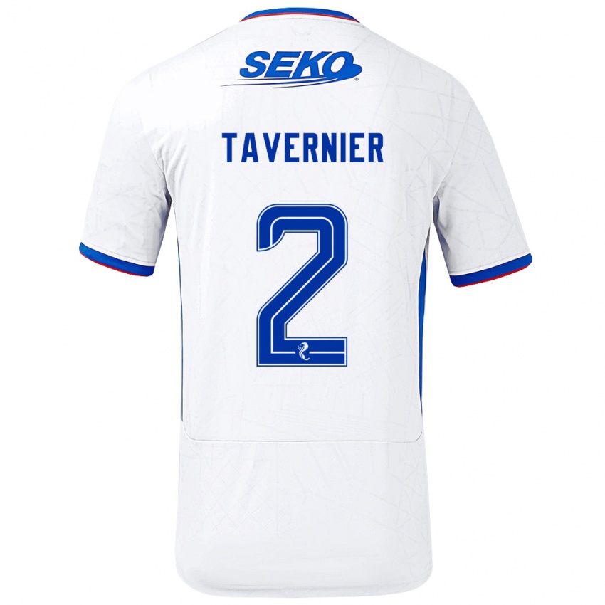 Gyermek James Tavernier #2 Fehér Kék Idegenbeli Jersey 2024/25 Mez Póló Ing