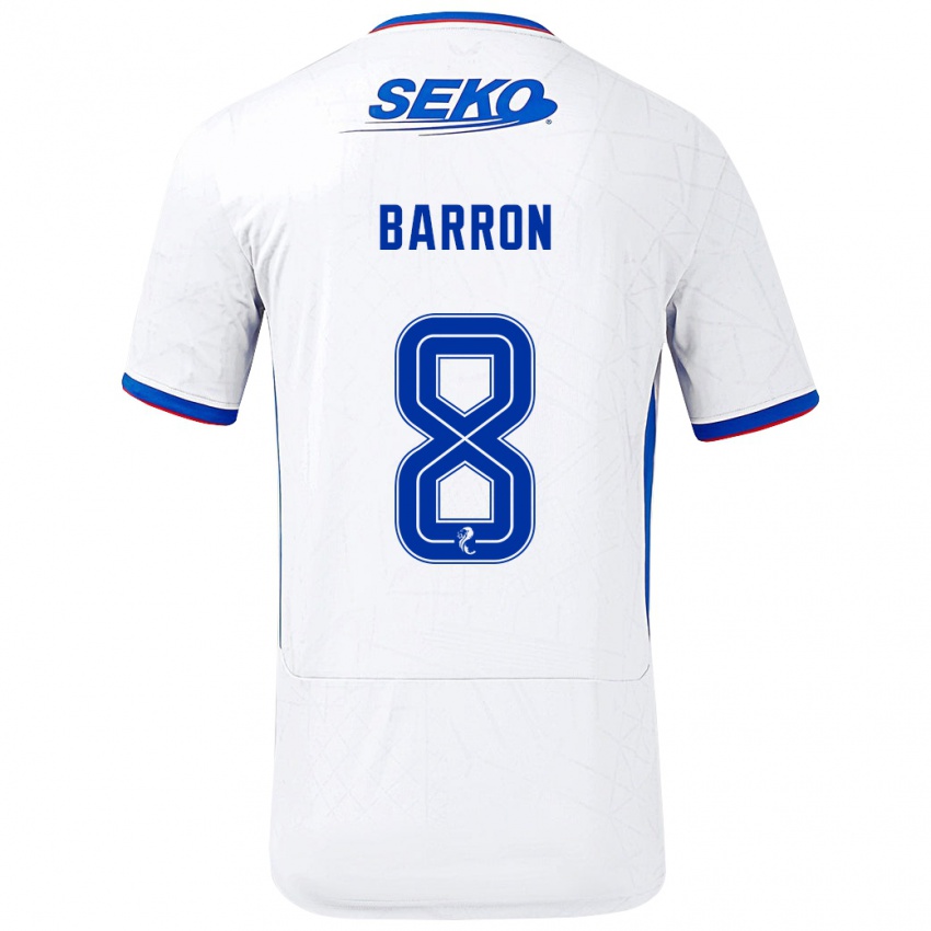 Gyermek Connor Barron #8 Fehér Kék Idegenbeli Jersey 2024/25 Mez Póló Ing