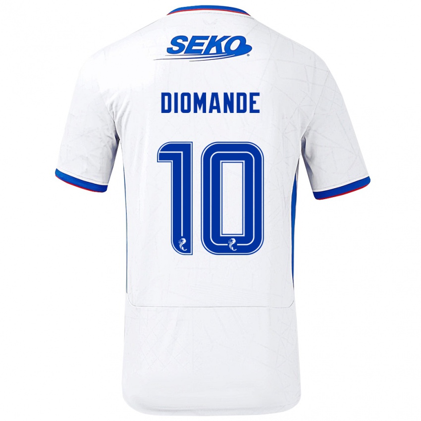 Gyermek Mohamed Diomandé #10 Fehér Kék Idegenbeli Jersey 2024/25 Mez Póló Ing