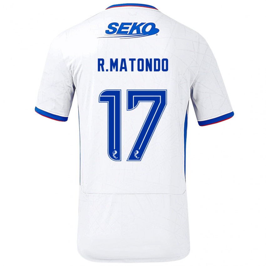 Gyermek Rabbi Matondo #17 Fehér Kék Idegenbeli Jersey 2024/25 Mez Póló Ing