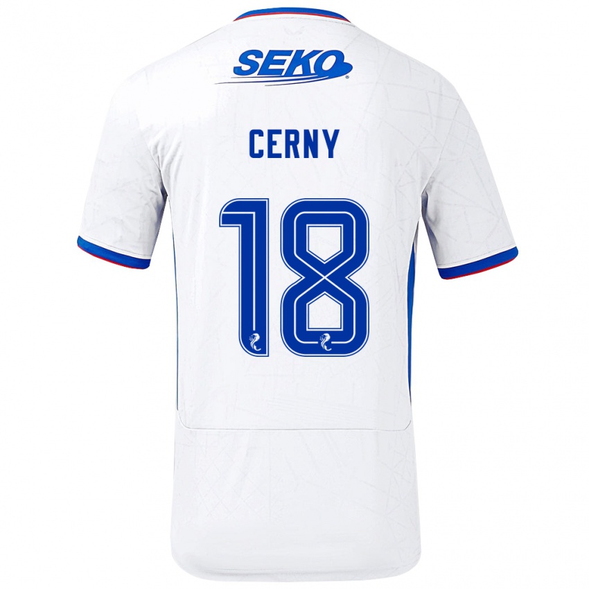 Gyermek Vaclav Cerny #18 Fehér Kék Idegenbeli Jersey 2024/25 Mez Póló Ing