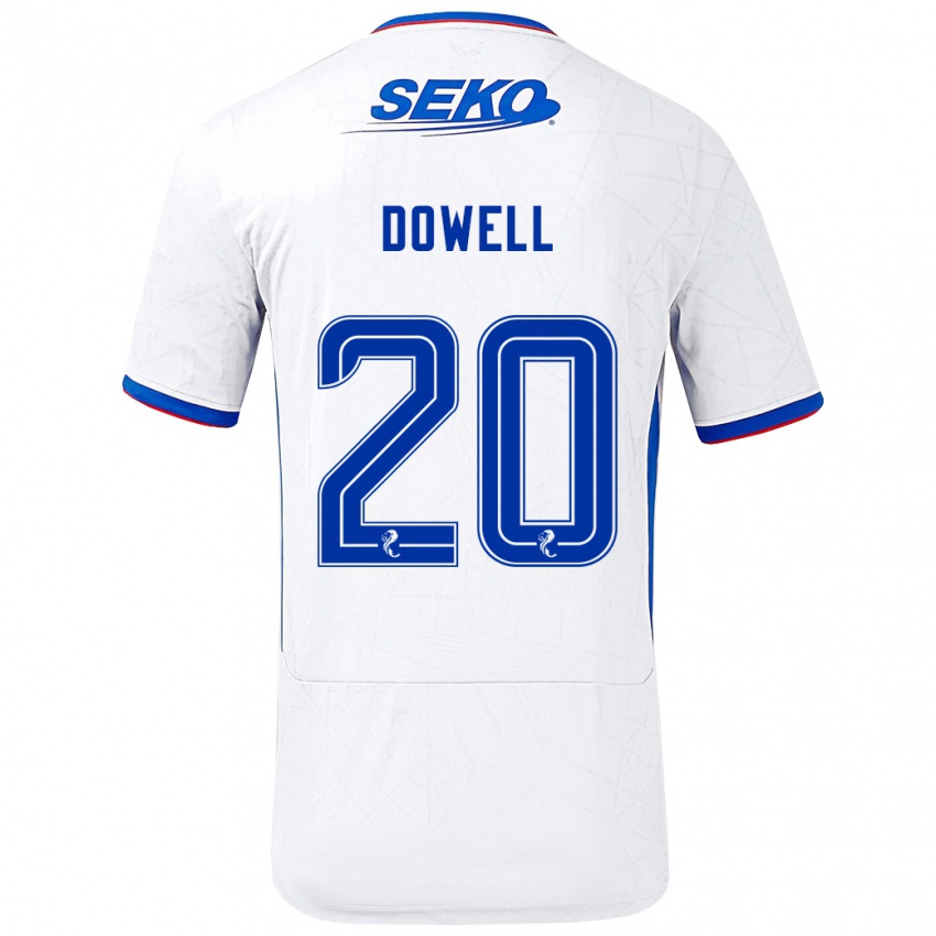 Gyermek Kieran Dowell #20 Fehér Kék Idegenbeli Jersey 2024/25 Mez Póló Ing