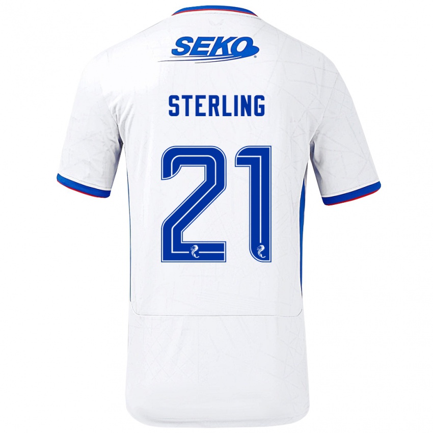 Gyermek Dujon Sterling #21 Fehér Kék Idegenbeli Jersey 2024/25 Mez Póló Ing