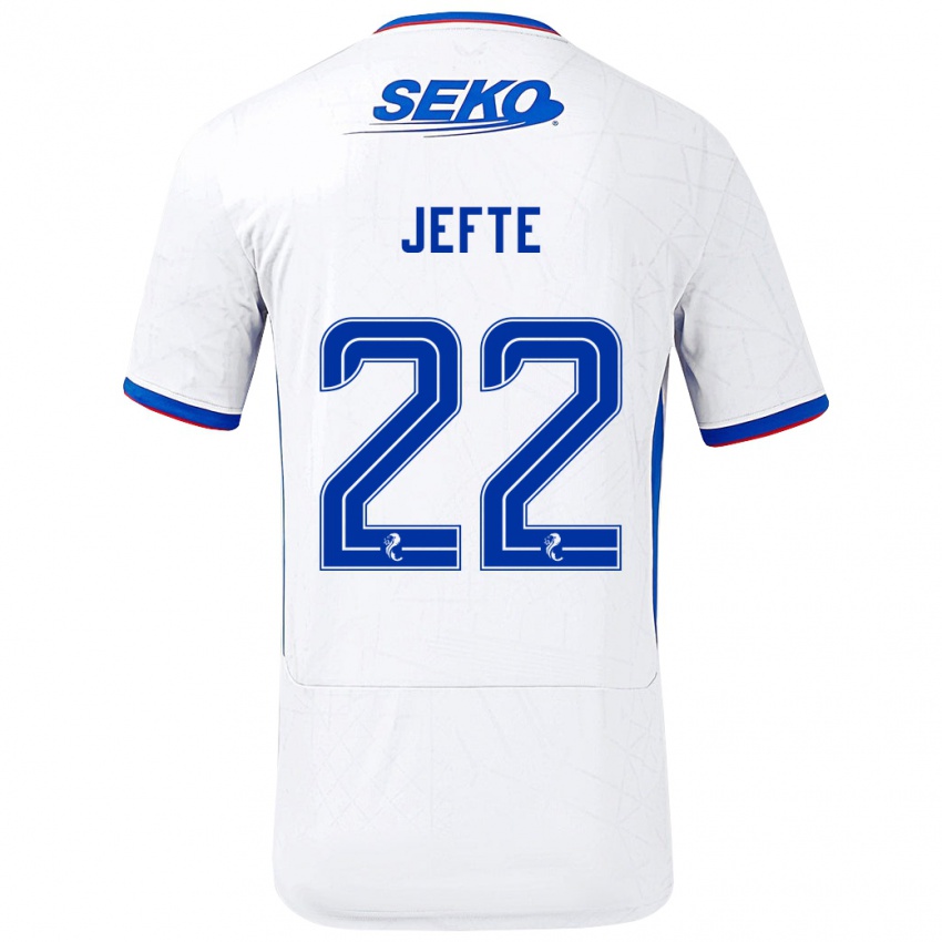 Gyermek Jefté #22 Fehér Kék Idegenbeli Jersey 2024/25 Mez Póló Ing