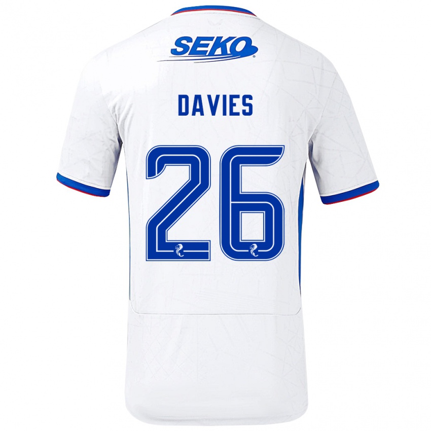 Gyermek Ben Davies #26 Fehér Kék Idegenbeli Jersey 2024/25 Mez Póló Ing