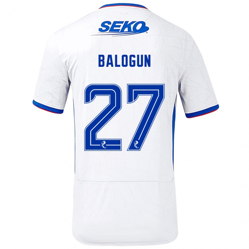 Gyermek Leon Balogun #27 Fehér Kék Idegenbeli Jersey 2024/25 Mez Póló Ing