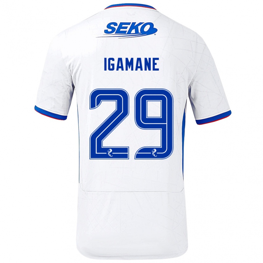 Gyermek Hamza Igamane #29 Fehér Kék Idegenbeli Jersey 2024/25 Mez Póló Ing