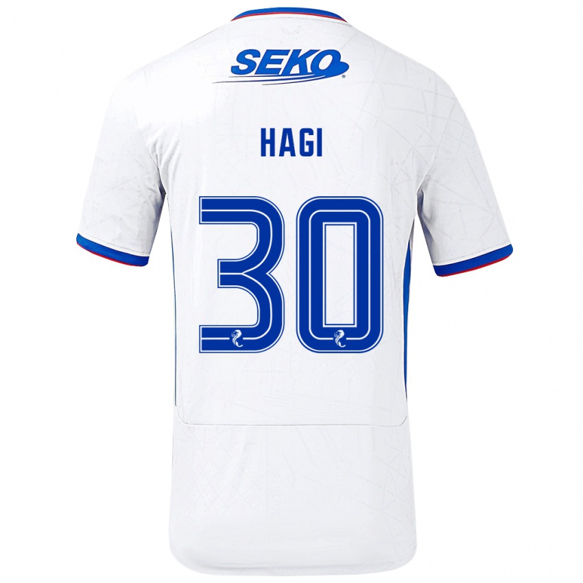 Gyermek Ianis Hagi #30 Fehér Kék Idegenbeli Jersey 2024/25 Mez Póló Ing