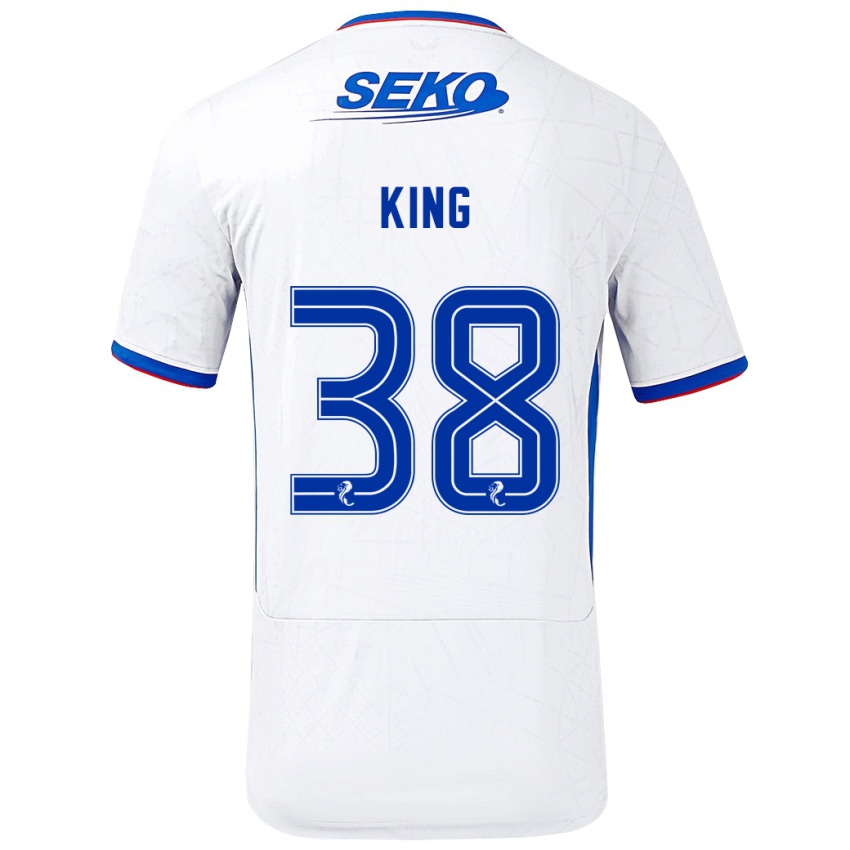 Gyermek Leon King #38 Fehér Kék Idegenbeli Jersey 2024/25 Mez Póló Ing