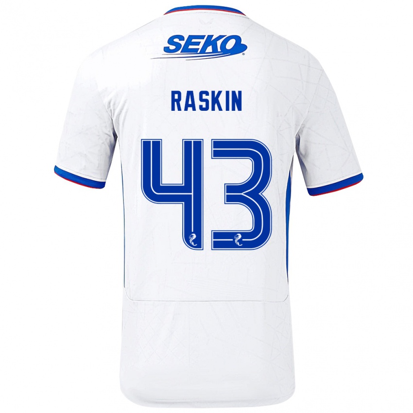 Gyermek Nicolas Raskin #43 Fehér Kék Idegenbeli Jersey 2024/25 Mez Póló Ing