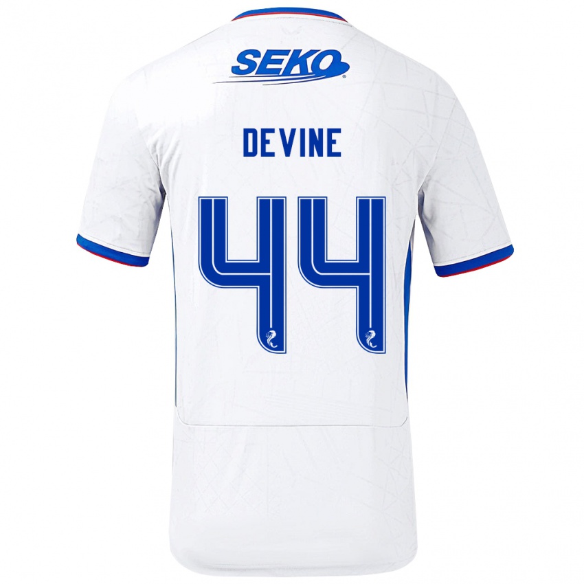 Gyermek Adam Devine #44 Fehér Kék Idegenbeli Jersey 2024/25 Mez Póló Ing