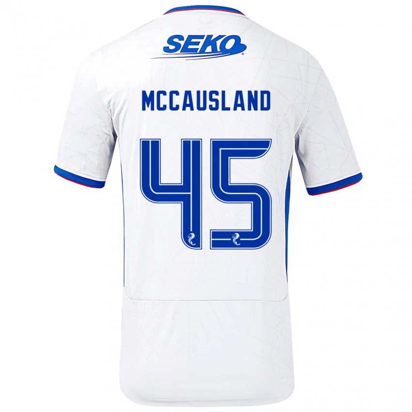 Gyermek Ross Mccausland #45 Fehér Kék Idegenbeli Jersey 2024/25 Mez Póló Ing