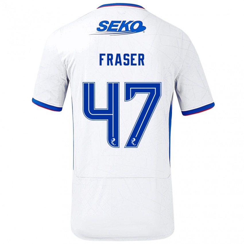 Gyermek Robbie Fraser #47 Fehér Kék Idegenbeli Jersey 2024/25 Mez Póló Ing