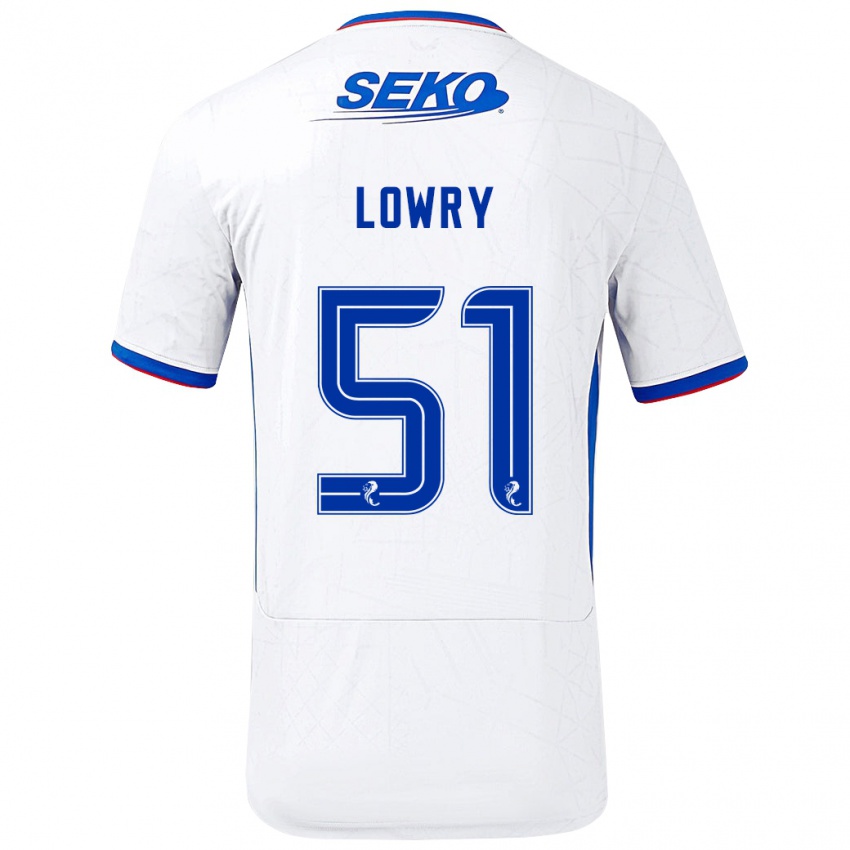 Gyermek Alex Lowry #51 Fehér Kék Idegenbeli Jersey 2024/25 Mez Póló Ing