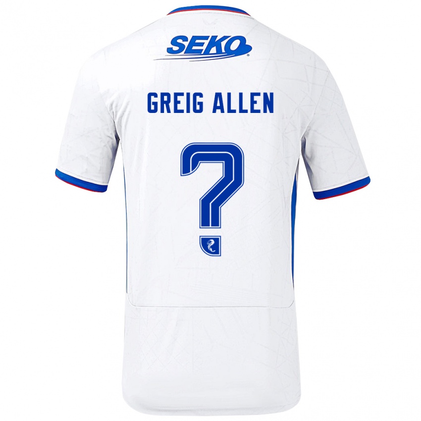 Gyermek Greig Allen #0 Fehér Kék Idegenbeli Jersey 2024/25 Mez Póló Ing