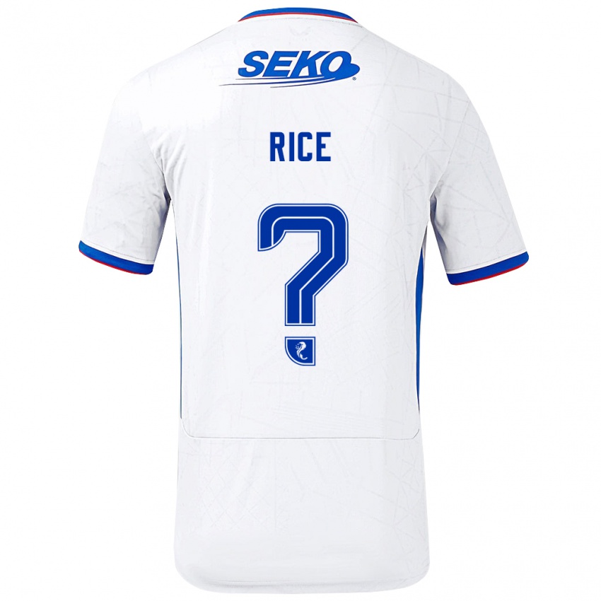 Gyermek Bailey Rice #0 Fehér Kék Idegenbeli Jersey 2024/25 Mez Póló Ing