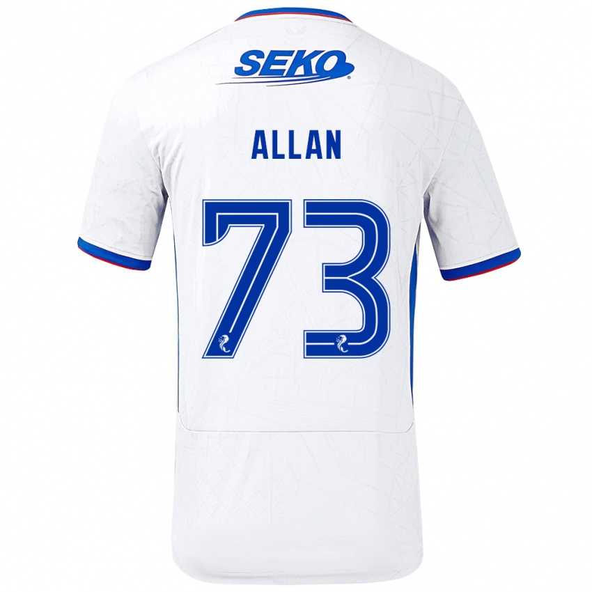 Gyermek Connor Allan #73 Fehér Kék Idegenbeli Jersey 2024/25 Mez Póló Ing