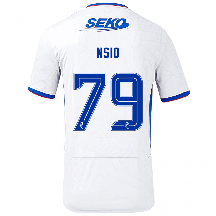 Gyermek Paul Nsio #79 Fehér Kék Idegenbeli Jersey 2024/25 Mez Póló Ing