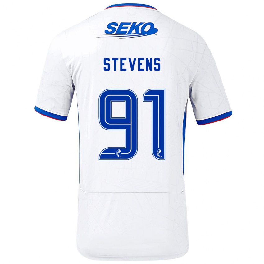 Gyermek Archie Stevens #91 Fehér Kék Idegenbeli Jersey 2024/25 Mez Póló Ing