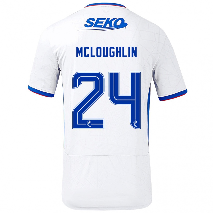 Gyermek Olivia Mcloughlin #24 Fehér Kék Idegenbeli Jersey 2024/25 Mez Póló Ing