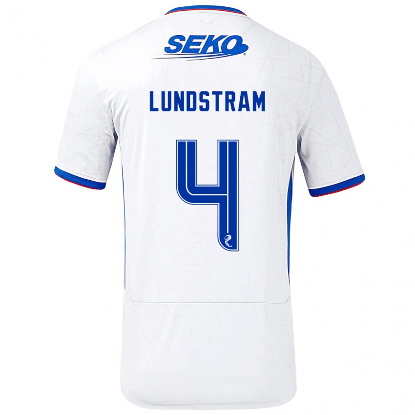 Gyermek John Lundstram #4 Fehér Kék Idegenbeli Jersey 2024/25 Mez Póló Ing