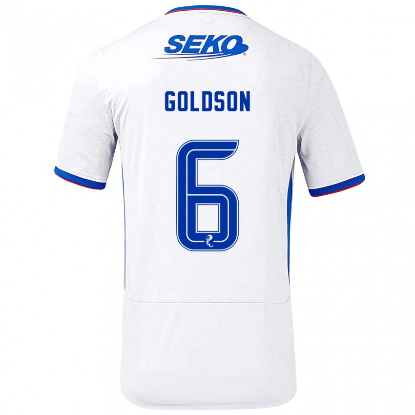 Gyermek Connor Goldson #6 Fehér Kék Idegenbeli Jersey 2024/25 Mez Póló Ing