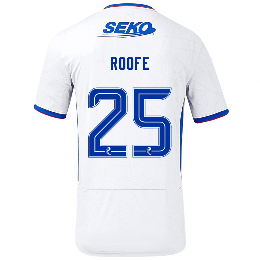 Gyermek Kemar Roofe #25 Fehér Kék Idegenbeli Jersey 2024/25 Mez Póló Ing