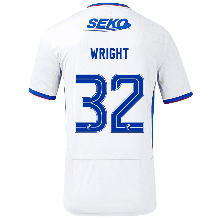 Gyermek Kieran Wright #32 Fehér Kék Idegenbeli Jersey 2024/25 Mez Póló Ing