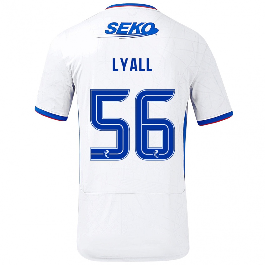 Gyermek Arron Lyall #56 Fehér Kék Idegenbeli Jersey 2024/25 Mez Póló Ing