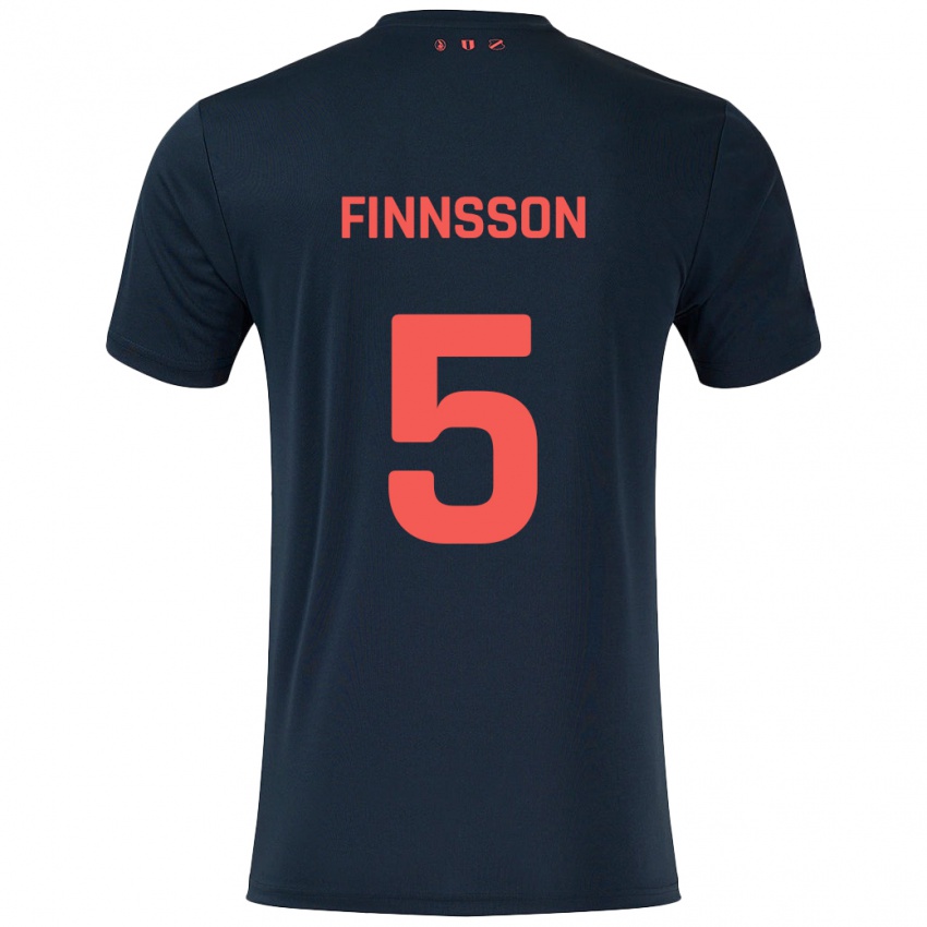 Gyermek Kolbeinn Finnsson #5 Fekete Piros Idegenbeli Jersey 2024/25 Mez Póló Ing