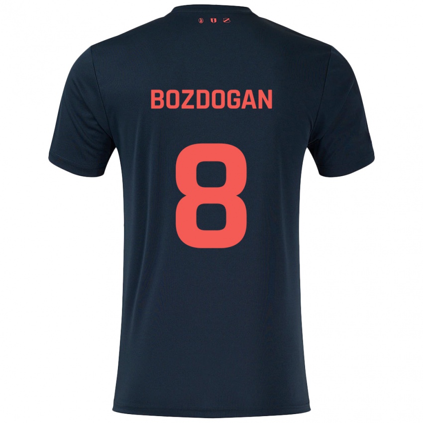 Gyermek Can Bozdogan #8 Fekete Piros Idegenbeli Jersey 2024/25 Mez Póló Ing