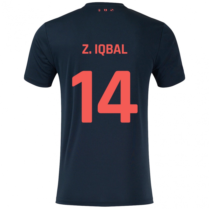 Gyermek Zidane Iqbal #14 Fekete Piros Idegenbeli Jersey 2024/25 Mez Póló Ing