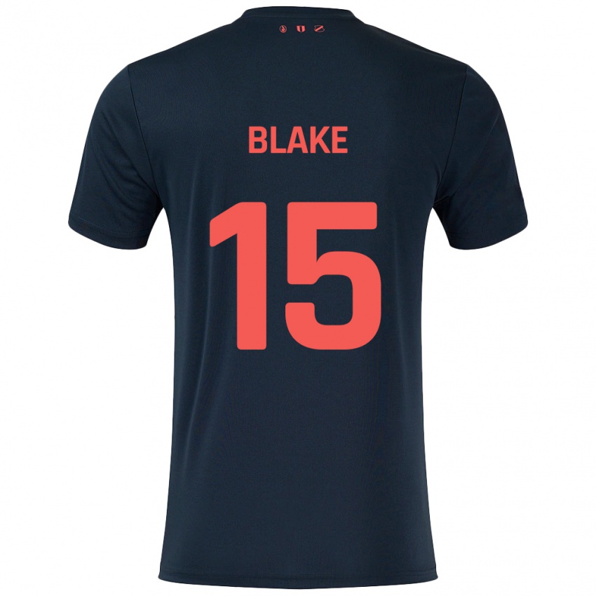 Gyermek Adrian Blake #15 Fekete Piros Idegenbeli Jersey 2024/25 Mez Póló Ing