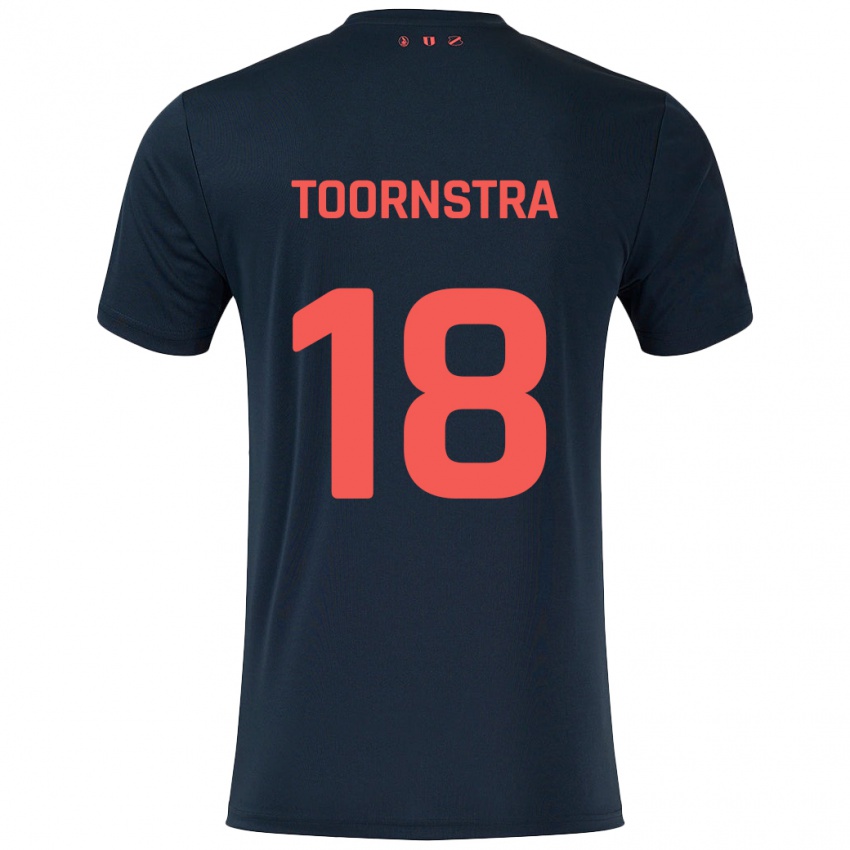 Gyermek Jens Toornstra #18 Fekete Piros Idegenbeli Jersey 2024/25 Mez Póló Ing