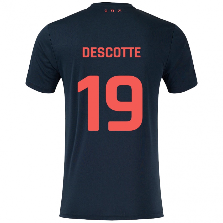 Gyermek Anthony Descotte #19 Fekete Piros Idegenbeli Jersey 2024/25 Mez Póló Ing