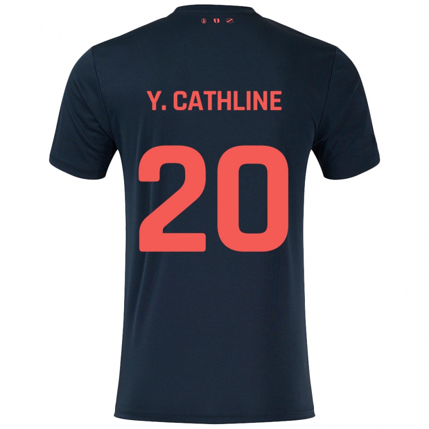 Gyermek Yoann Cathline #20 Fekete Piros Idegenbeli Jersey 2024/25 Mez Póló Ing