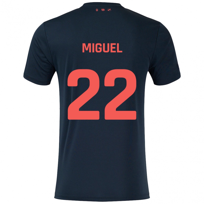 Gyermek Miguel Rodríguez #22 Fekete Piros Idegenbeli Jersey 2024/25 Mez Póló Ing