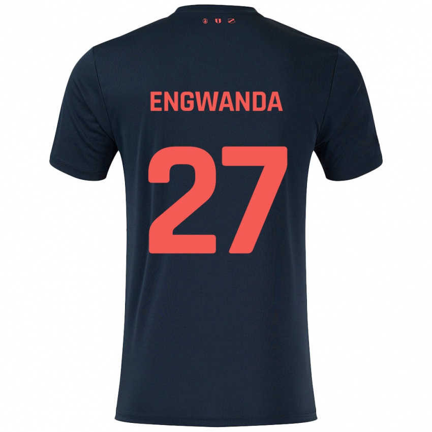 Gyermek Alonzo Engwanda #27 Fekete Piros Idegenbeli Jersey 2024/25 Mez Póló Ing