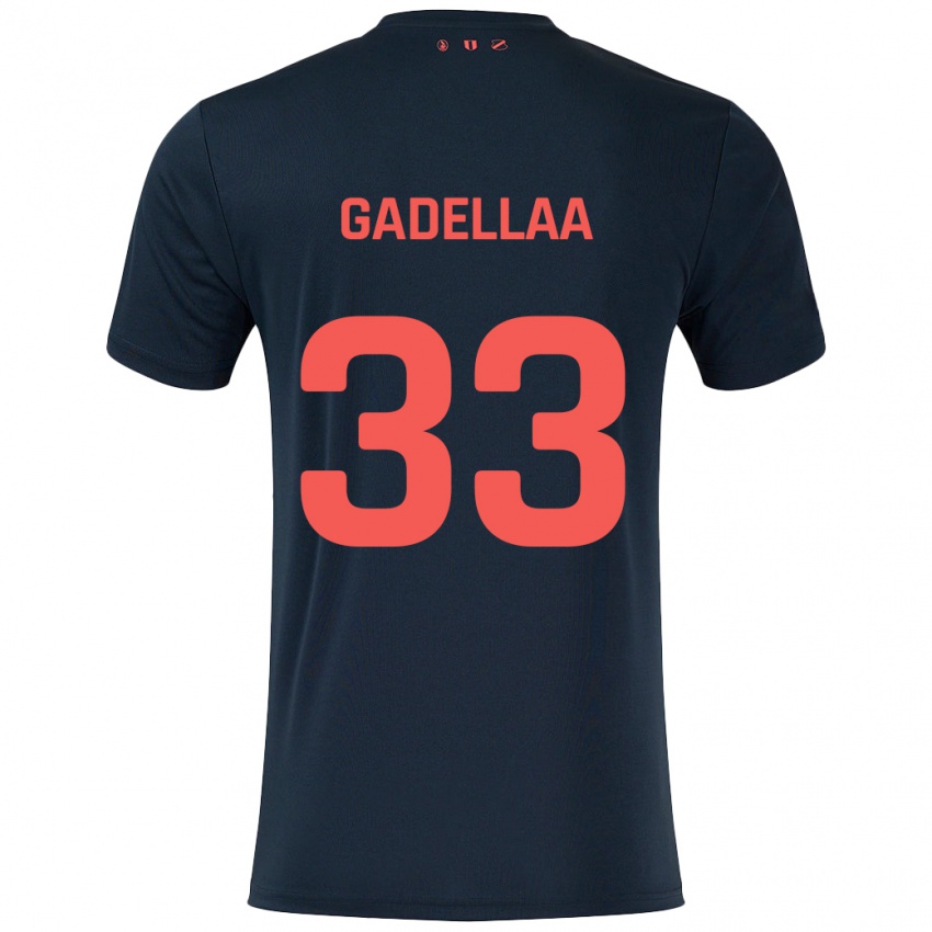 Gyermek Kevin Gadellaa #33 Fekete Piros Idegenbeli Jersey 2024/25 Mez Póló Ing