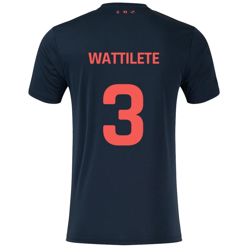 Gyermek Julia Wattilete #3 Fekete Piros Idegenbeli Jersey 2024/25 Mez Póló Ing