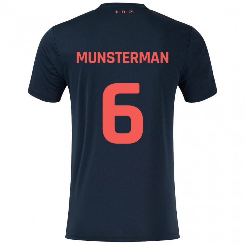 Gyermek Marthe Munsterman #6 Fekete Piros Idegenbeli Jersey 2024/25 Mez Póló Ing