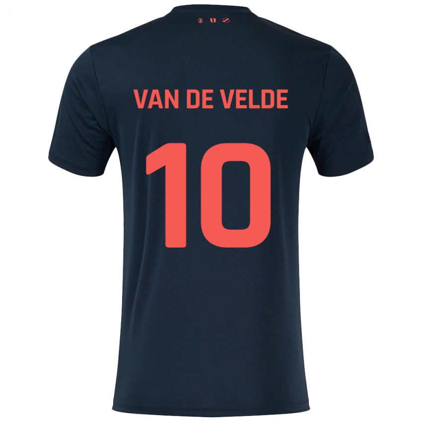 Gyermek Senne Van De Velde #10 Fekete Piros Idegenbeli Jersey 2024/25 Mez Póló Ing