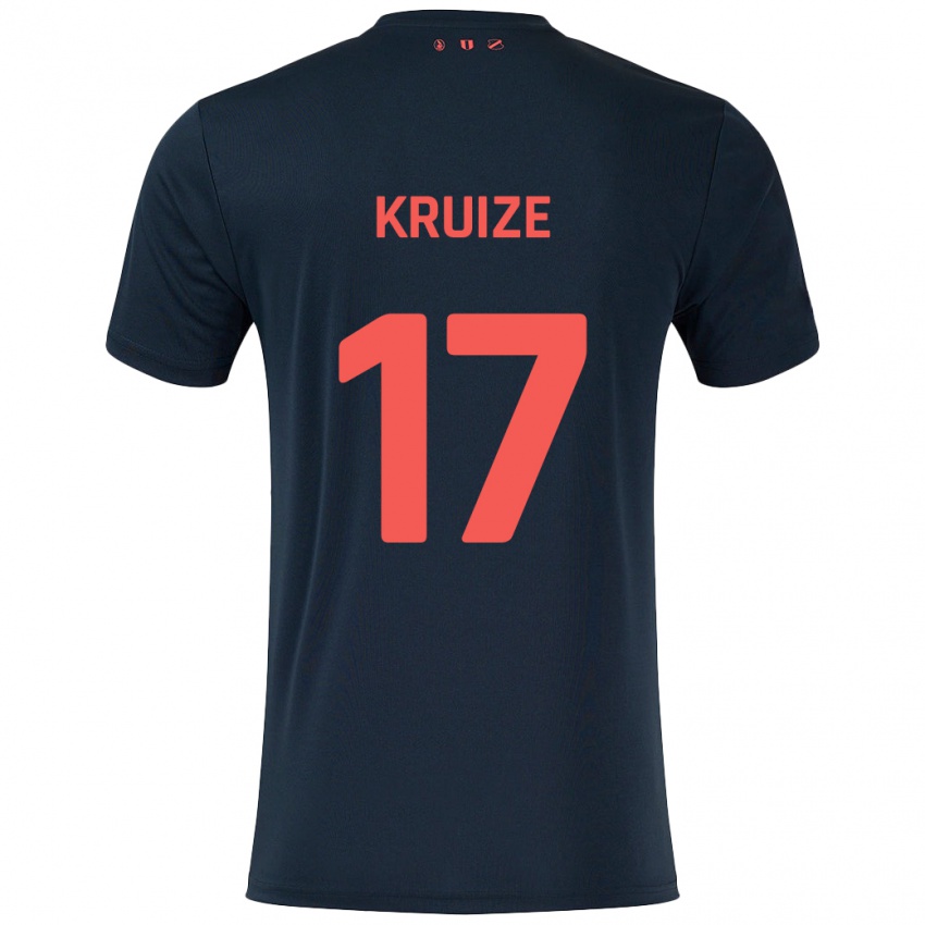 Gyermek Elisha Kruize #17 Fekete Piros Idegenbeli Jersey 2024/25 Mez Póló Ing