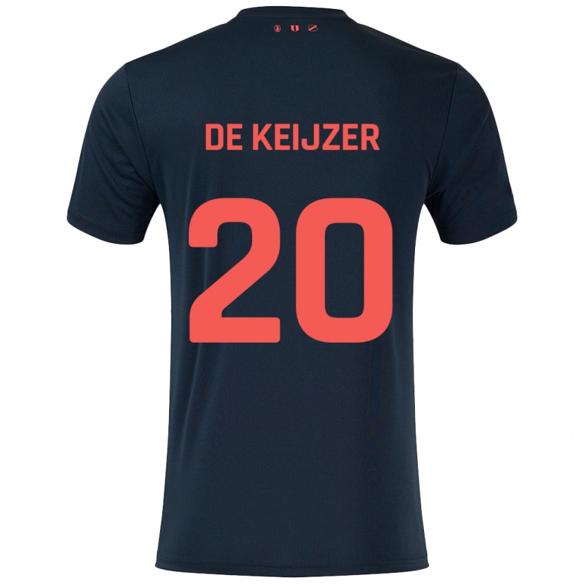 Gyermek Lotje De Keijzer #20 Fekete Piros Idegenbeli Jersey 2024/25 Mez Póló Ing