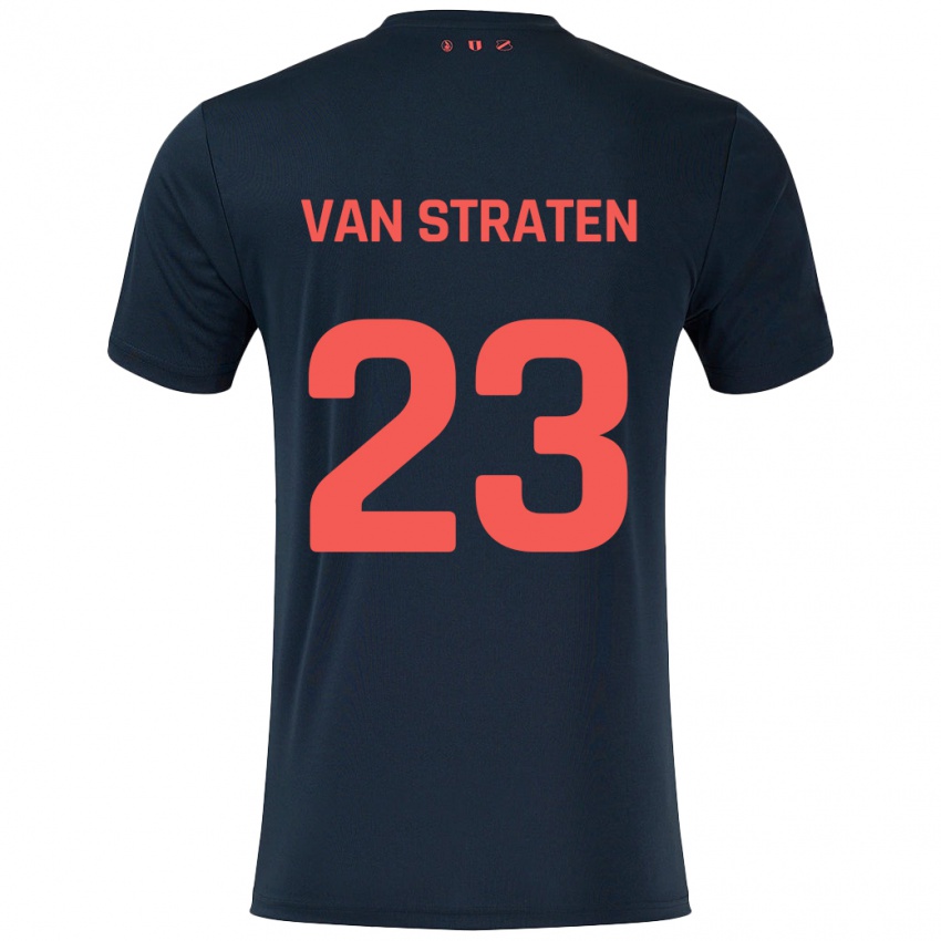 Gyermek Dieke Van Straten #23 Fekete Piros Idegenbeli Jersey 2024/25 Mez Póló Ing