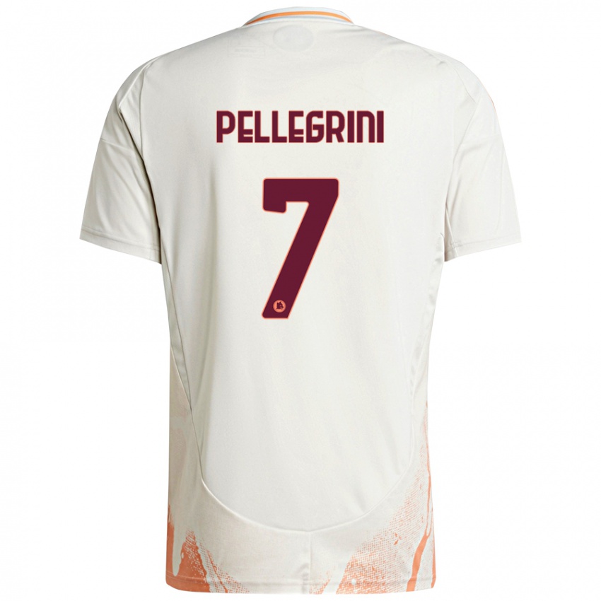 Gyermek Lorenzo Pellegrini #7 Krém Fehér Narancs Idegenbeli Jersey 2024/25 Mez Póló Ing