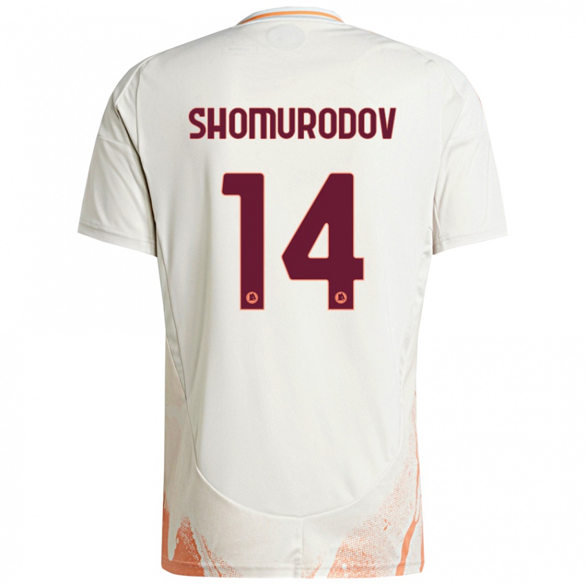 Gyermek Eldor Shomurodov #14 Krém Fehér Narancs Idegenbeli Jersey 2024/25 Mez Póló Ing